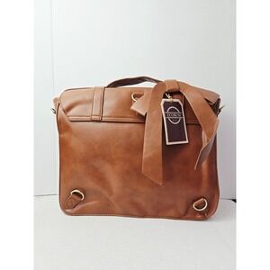 Ecosusi Brown Tan Cognac Leather Crossbody Satchel Purse Messenger Bag w/ tag